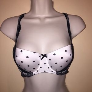 Intimates | Black and White Polka Dot & Lace Bra